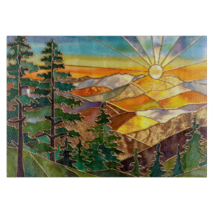 Sunset Mountain Kitchen Glas Schneidbrett Schneidebrett