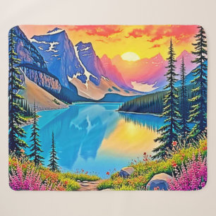 Sunset Mountain Lake Majestät Kunst Sherpadecke
