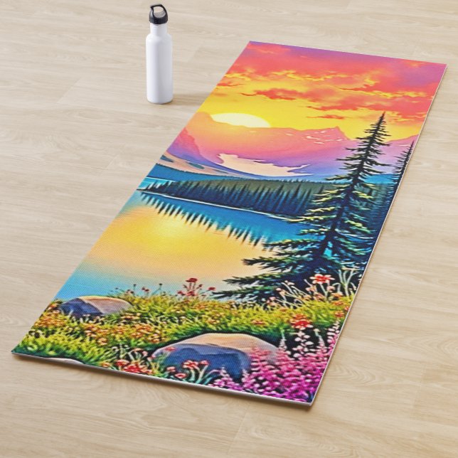 Sunset Mountain Lake Majestät Kunst Yogamatte (Beispiel)