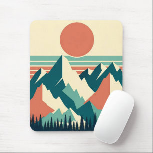 Sunset Mountain Peaks Retro Mouse Pad Mousepad