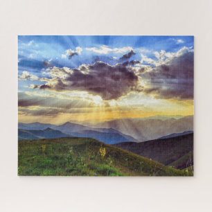 Sunset Mountain Scene Landschaft Jigsaw Puzzle