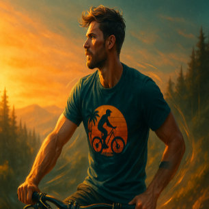 Sunset-Mountainbiker-Retro-Art T-Shirt