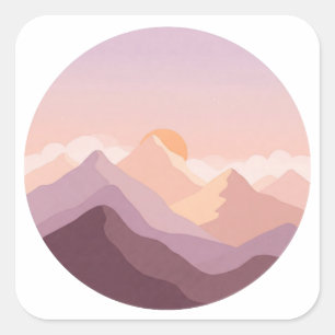 Sunset Mountains Quadratischer Aufkleber