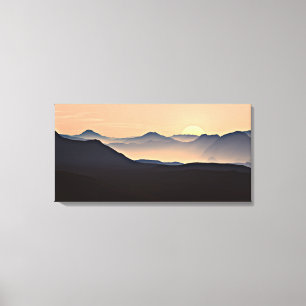 Sunset Mountains Silhouette Stretched Canvas Print Leinwanddruck