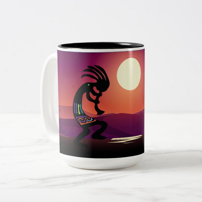 Sunset Native American Kokopelli Coffee Mug (Devant gauche)