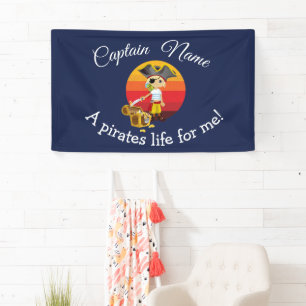 Sunset Nautical Blue Boy Party Pirates Banner
