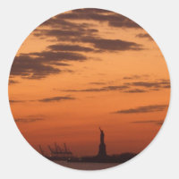 Sunset New York Harbour and Statue of Liberty USA
