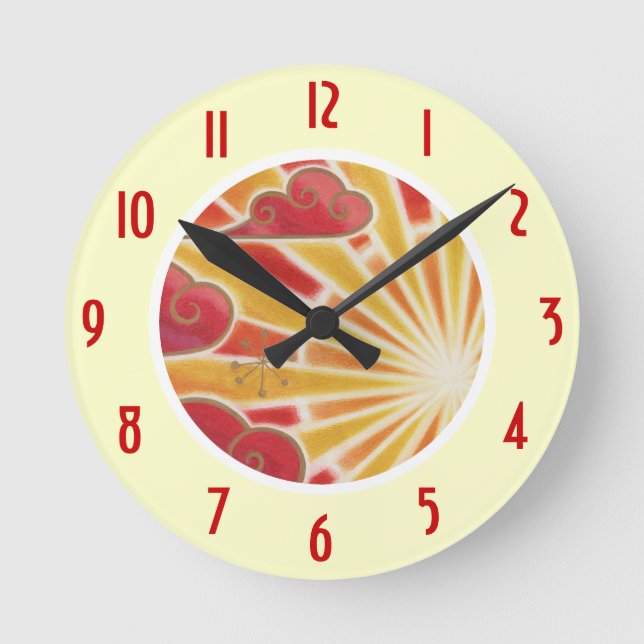 Sunset 'Numbers' clock round cream Runde Wanduhr (Vorderseite)