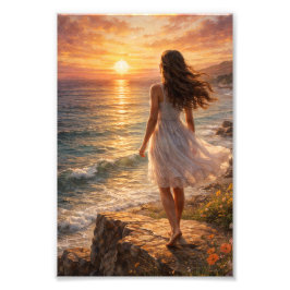 Sunset Ocean Aesthetic Photo Enlargement