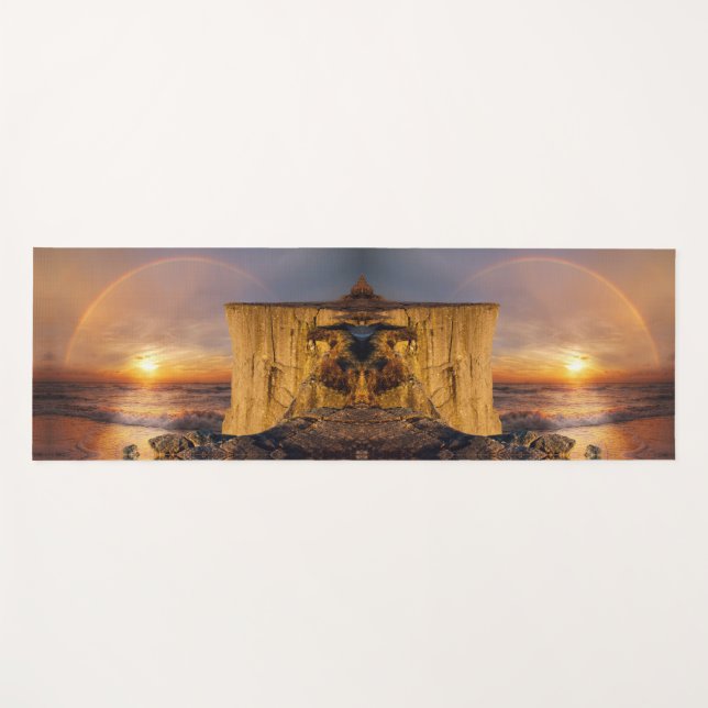 Sunset Ocean Cliff Yogamatte (Vorderseite (Horizontal))