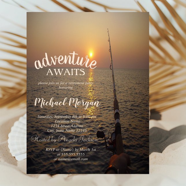 Sunset Ocean Fishing Retirement Party Einladung (Von Creator hochgeladen)