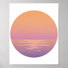 Sunset Ocean Minimalist Poster – Hand-Drawn Tropic