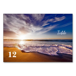 Sunset Ocean Sand Beach Wedding Tischnummer