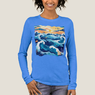 Sunset Ocean Waves T-Shirt – Artistic Sea and Sky Tri-Blend Shirt