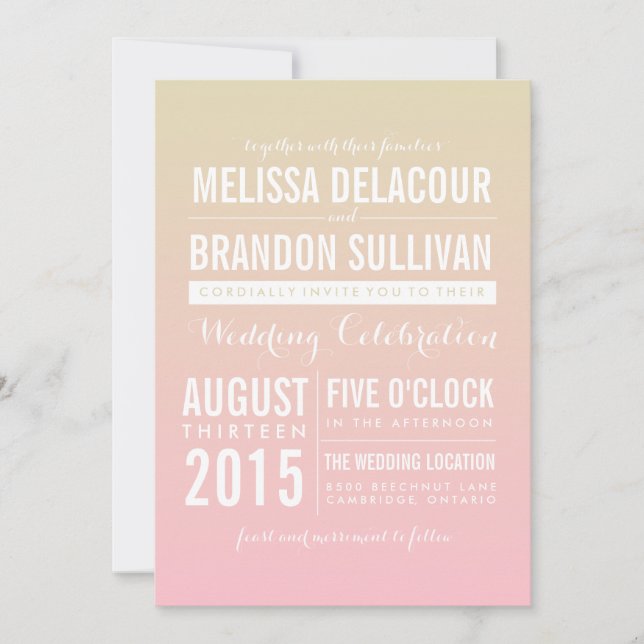 Sunset Ombre / Gradient Beach Wedding Invitations (Devant)