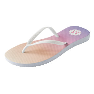 Sunset Ombre Lila rosa Peach Monogramm Flip Flops