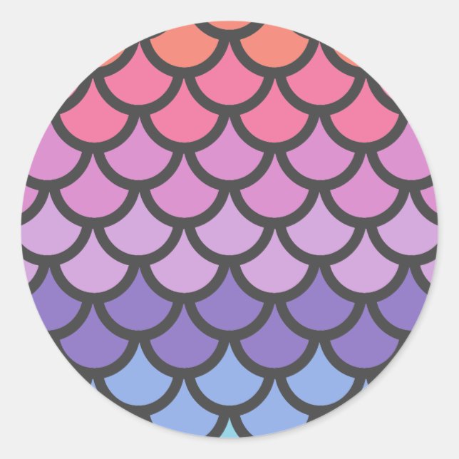 Sunset Ombre Mermaid Scales Runder Aufkleber (Vorderseite)