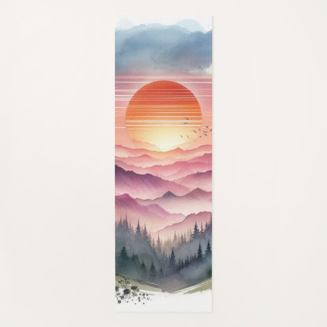 Sunset Ombre Serene Blue & Orange Sommergeschenk Yogamatte (Vorderseite)
