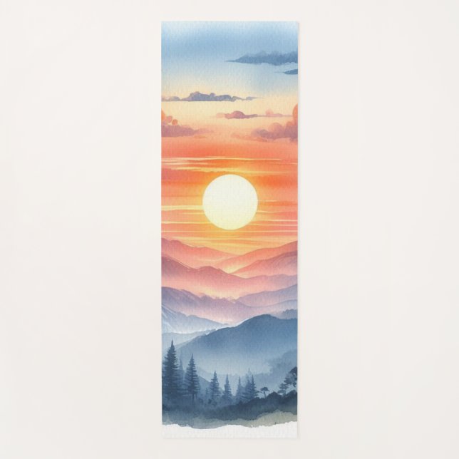 Sunset Ombre Serene Blue & Orange Sommergeschenk Yogamatte (Vorderseite)