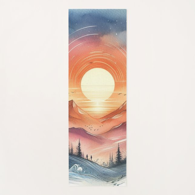 Sunset Ombre Serene Blue & Orange Sommergeschenk Yogamatte (Vorderseite)
