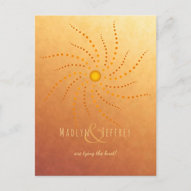 Sunset ombre sonnige Punkte mandala Save the Date Ankündigungspostkarte (Vorderseite)