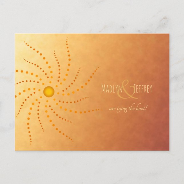 sunset ombre wedding rett-the-date ankündigungspostkarte (Vorderseite)
