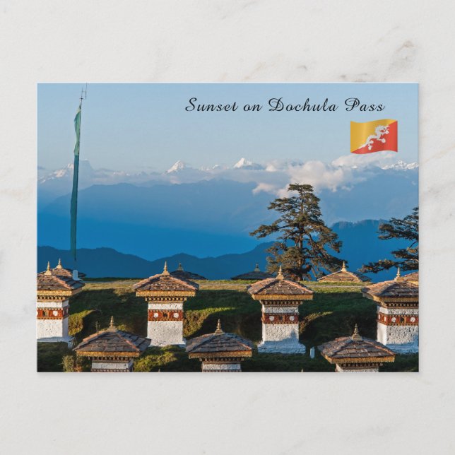Sunset on Dochula Pass - Bhutan, Himalaya Postkarte (Vorderseite)