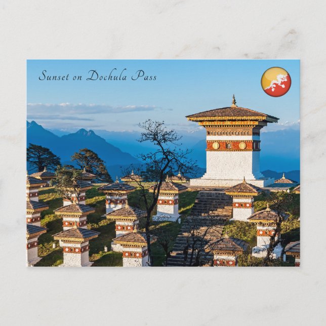 Sunset on Dochula Pass - Bhutan, Himalaya Postkarte (Vorderseite)