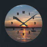 Sunset on Lake Okoboji, Iowa Runde Wanduhr<br><div class="desc">Schöner Sonnenuntergang am Okoboji-See,  Iowa</div>