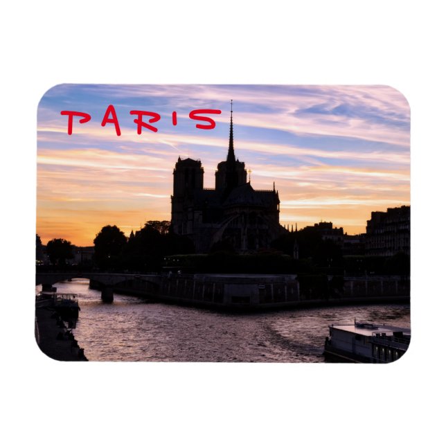 Sunset on Notre Dame de Paris - Paris, Frankreich Magnet (Horizontal)