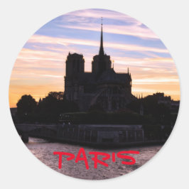 Sunset on Notre Dame de Paris - Paris, Frankreich Runder Aufkleber