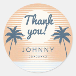 Sunset orange blau danke runder aufkleber