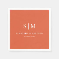 Sunset Orange Elegant Couple Initials Wedding