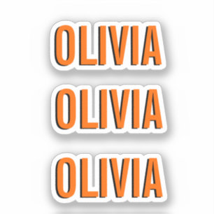 Sunset Orange Modern Name Trendy Minimalistisch Aufkleber