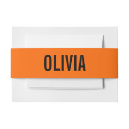 Sunset Orange Modern Name | Trendy Minimalistisch Einladungsbanderole