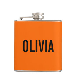 Sunset Orange Modern Name | Trendy Minimalistisch Flachmann