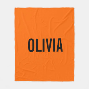 Sunset Orange Modern Name   Trendy Minimalistisch Fleecedecke