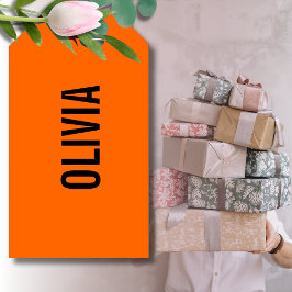 Sunset Orange Modern Name | Trendy Minimalistisch Geschenkanhänger