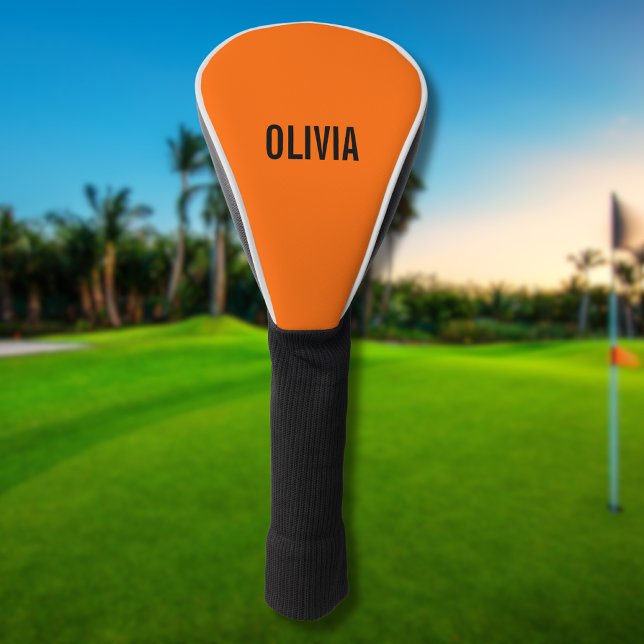 Sunset Orange Modern Name | Trendy Minimalistisch Golf Headcover (Von Creator hochgeladen)