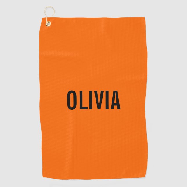 Sunset Orange Modern Name | Trendy Minimalistisch Golfhandtuch (Vorderseite)