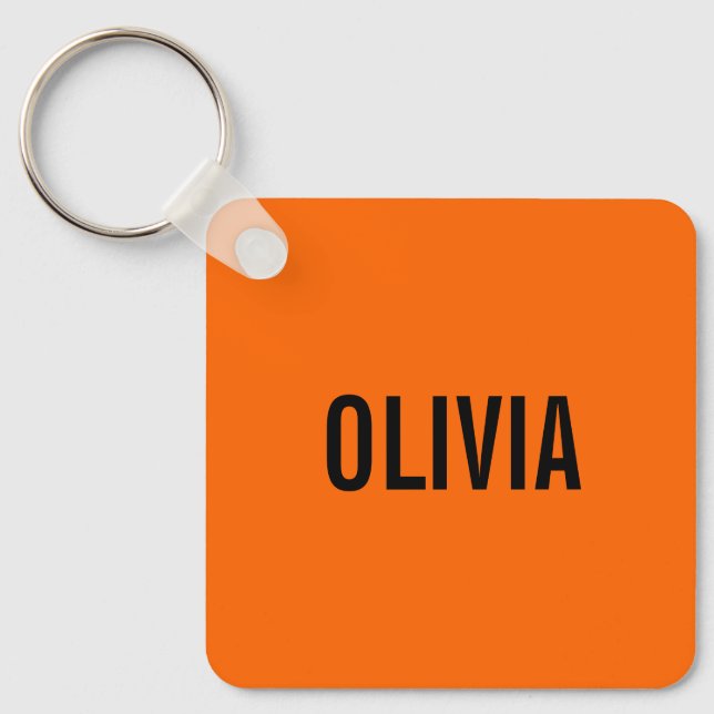 Sunset Orange Modern Name | Trendy Minimalistisch Schlüsselanhänger (Vorderseite)
