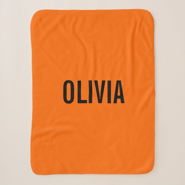 Sunset Orange Modern Name | Trendy Minimalistisch Sherpadecke (Vorderseite)