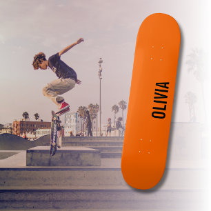 Sunset Orange Modern Name   Trendy Minimalistisch Skateboard