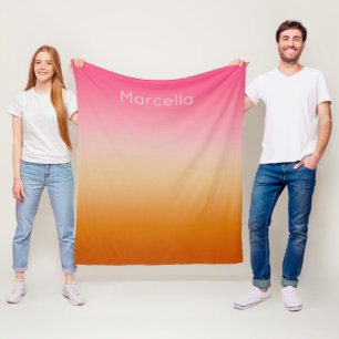 Sunset Orange Pink Ombré Individuelle Name Fleecedecke