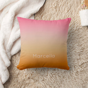 Sunset Orange Pink Ombré Individuelle Name Kissen