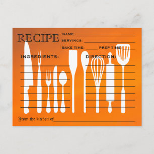 Sunset Orange Retro Rezept Card Küchengeräte Postkarte