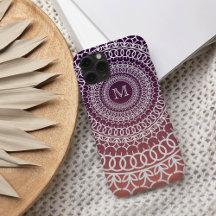 Sunset Orange und Violet Mandala Monogram