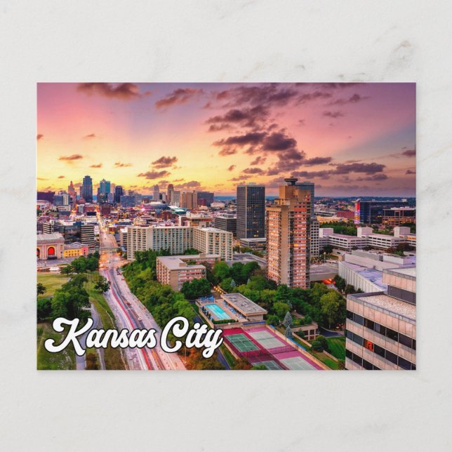 Sunset Over Beautiful Kansas City, Missouri, USA Postkarte (Vorderseite)