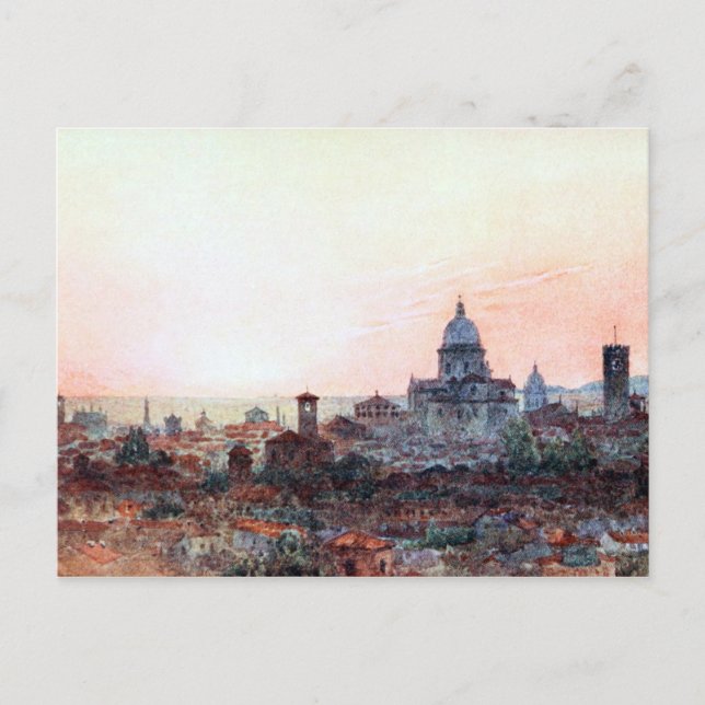 Sunset Over Brescia, Italien Postkarte (Vorderseite)