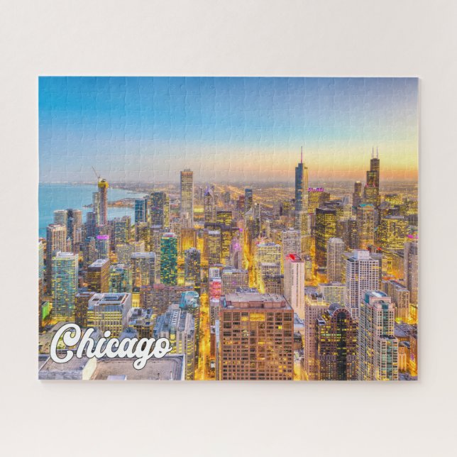Sunset Over Chicago, Illinois, Vereinigte Staaten (Horizontal)